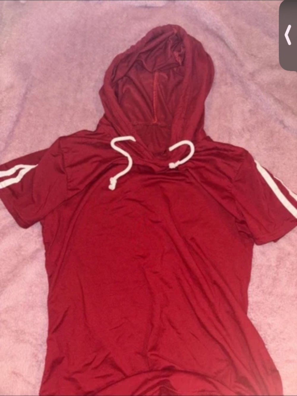 Short sleeve hoodie hooded top t shirt street streetwear red loose casual